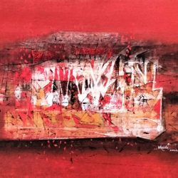 Abstract painting with acrylic on canvas