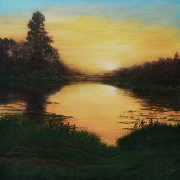 Painting of landscape on canvas