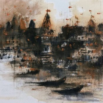 Painting of abstract Benaras on paper