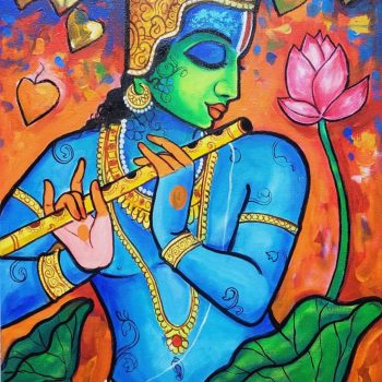 Painting of Krishna on canvas